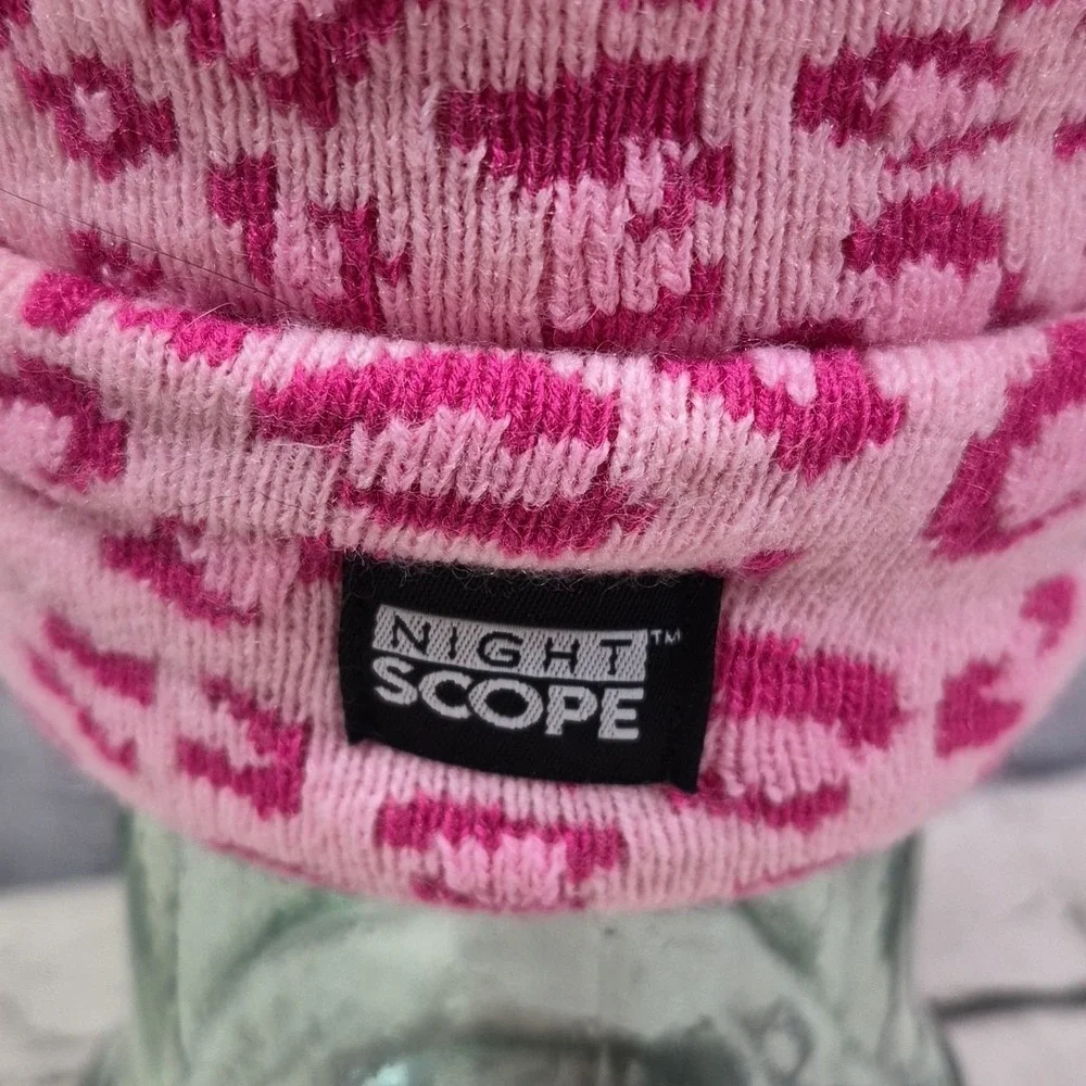 Night Scope Beanie Hat Womens Pink‎ Cheetah Rechargeable LED Head Lamp Hat